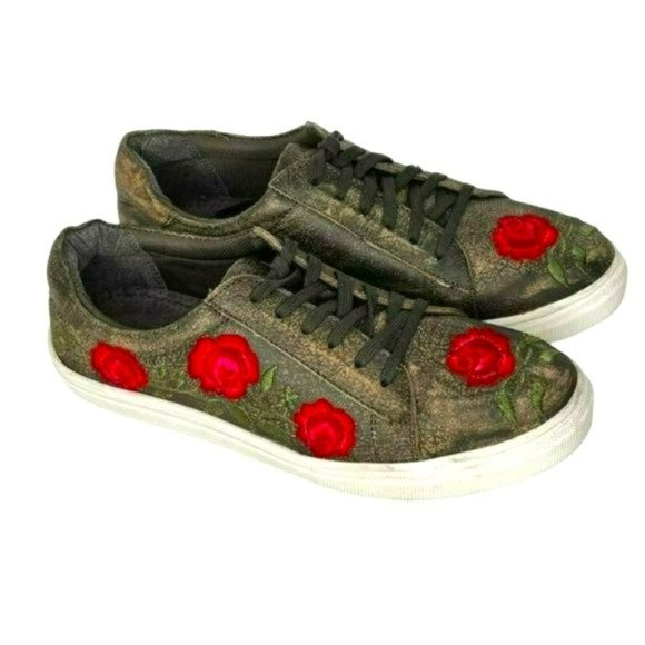 Roper Brown Madeline Embroidered Floral Western Country Boho Sneakers Size 10 - Picture 1 of 14